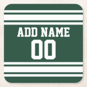 フットボールジャージー名前をカスタムする番号 スクエアペーパーコースター (正面)