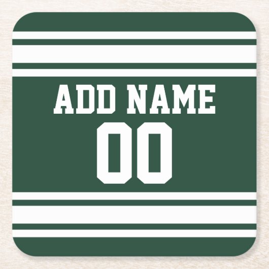 フットボールジャージー名前をカスタムする番号 スクエアペーパーコースター (正面)