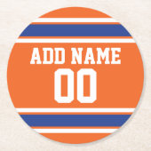 フットボールジャージー名前をカスタムする番号 ラウンドペーパーコースター (正面)