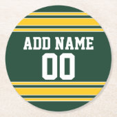 フットボールジャージー名前をカスタムする番号 ラウンドペーパーコースター (正面)