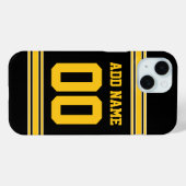 フットボールジャージー – ブラック金ゴールドスポーティストライプズ Case-Mate iPhoneケース (裏面 (横))