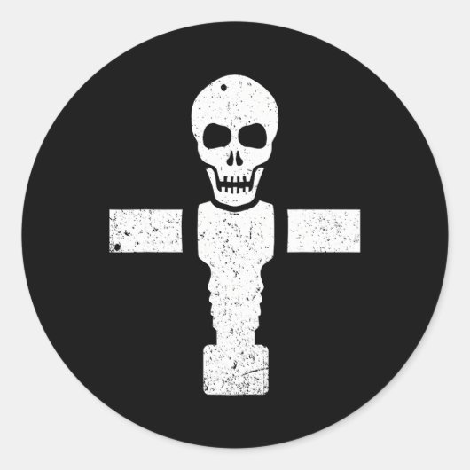 フットボールスカルサッカー選手カッコいいスポーツ ラウンドシール (正面)