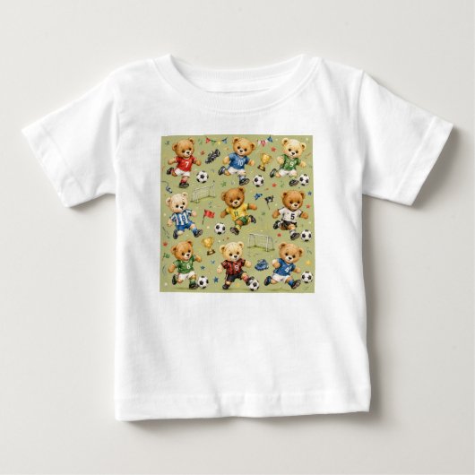 フットボールスターの卵 テディベアチーム ベビーTシャツ (正面)