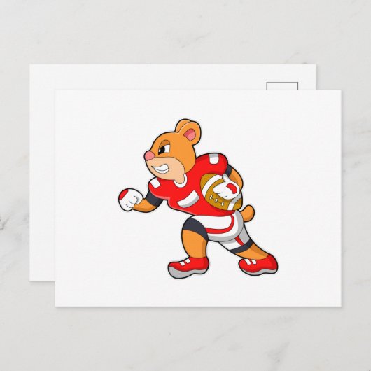 フットボールスポーツでのクマ ポストカード (正面/裏面)