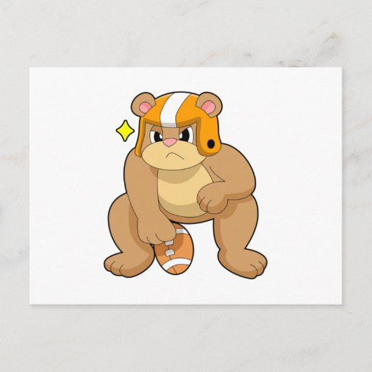 フットボールスポーツでのクマ ポストカード (正面)