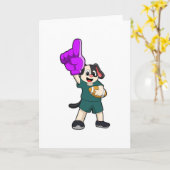 フットボールスポーツでの犬 カード (黄色い花)