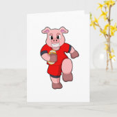 フットボールスポーツでの豚 カード (黄色い花)