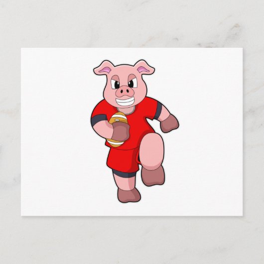 フットボールスポーツでの豚 ポストカード (正面)
