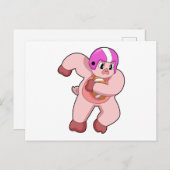 フットボールスポーツでの豚 ポストカード (正面/裏面)