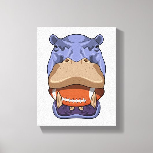 フットボールスポーツのヒッポ キャンバスプリント (正面)