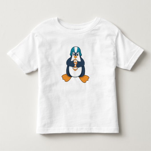 フットボールスポーツのペンギン トドラーTシャツ (正面)