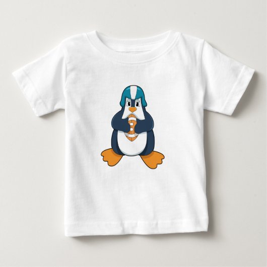 フットボールスポーツのペンギン ベビーTシャツ (正面)