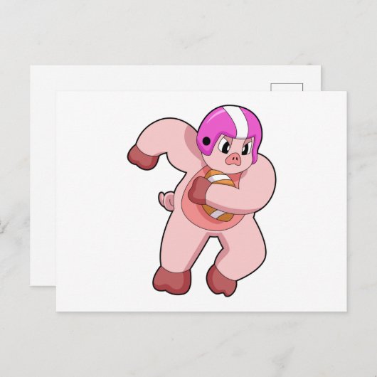 フットボールスポーツの豚 ポストカード (正面/裏面)