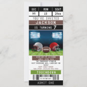 フットボールスポーツチケット誕生日招待状 招待状 (正面)