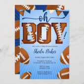 フットボールスポーツベビーシャワー招待状- Oh Boy 招待状 (正面/裏面)