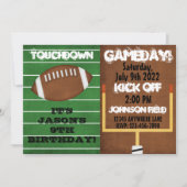 フットボールタッチダウンバースデーパーティ招待状 招待状 (正面)
