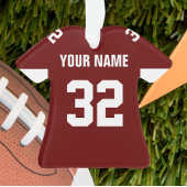 フットボールダークレッド&ホワイトジャージーオーナメント オーナメント