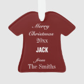 フットボールダークレッド&ホワイトジャージーオーナメント オーナメント (裏面)