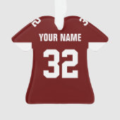 フットボールダークレッド&ホワイトジャージーオーナメント オーナメント (正面)