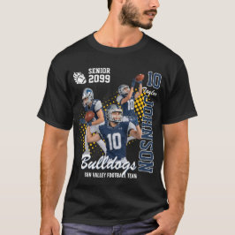 フットボールチームのカスタムフォト シニアブルー Tシャツ