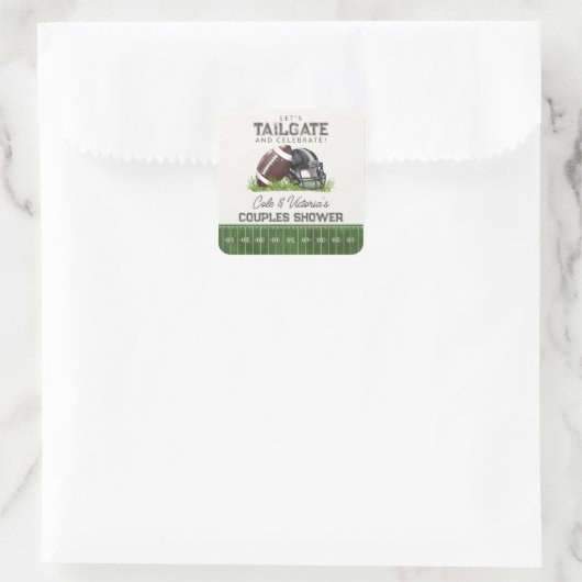 フットボールテールゲート＆セレブレートタッチダウンコupleル スクエアシール (バッグ)