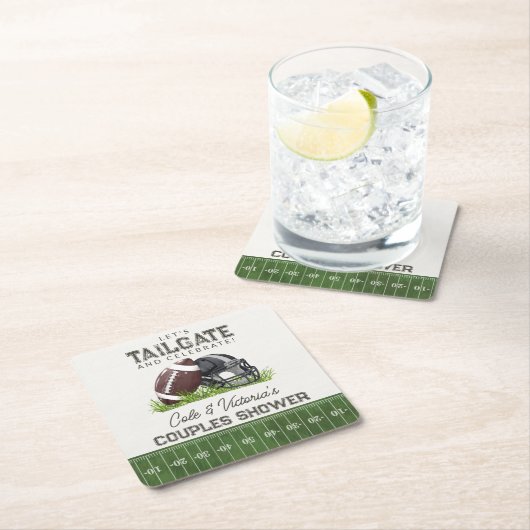 フットボールテールゲート＆セレブレートタッチダウンコupleル スクエアペーパーコースター (インサイチュ)