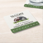 フットボールテールゲート&セレブレートタッチダウンコupleル スクエアペーパーコースター (アングル)