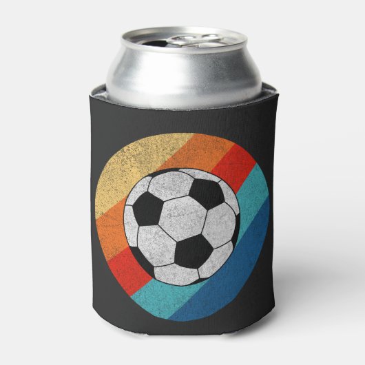 フットボールデザインオンカラフルレトロ背景 缶クーラー (缶正面)
