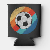 フットボールデザインオンカラフルレトロ背景 缶クーラー (正面)