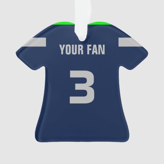 フットボールネイビーグリーン&グレージャージーオーナメント オーナメント (正面)