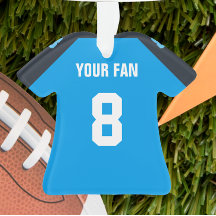 フットボールネイビーブルー&ホワイトジャージーオーナメント