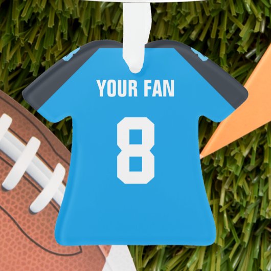 フットボールネイビーブルー&ホワイトジャージーオーナメント オーナメント