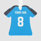 フットボールネイビーブルー&ホワイトジャージーオーナメント オーナメント (正面)