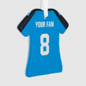 フットボールネイビーブルー&ホワイトジャージーオーナメント オーナメント (正面)