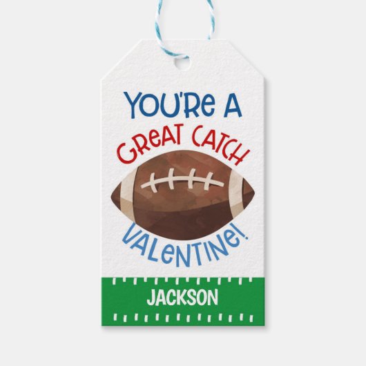 フットボールバレンタインメッセージカード ギフトタグ (正面)