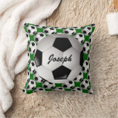 フットボールパターンのパーソナライズなサッカーボール クッション (ブランケット)