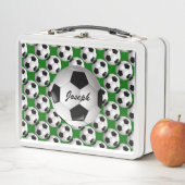 フットボールパターンのパーソナライズなサッカーボール メタルランチボックス (インサイチュ)