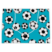 フットボールパターンサッカーボールは|色を個人化します ラージペーパーバッグ (正面)