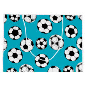 フットボールパターンサッカーボールは|色を個人化します ラージペーパーバッグ (裏面)