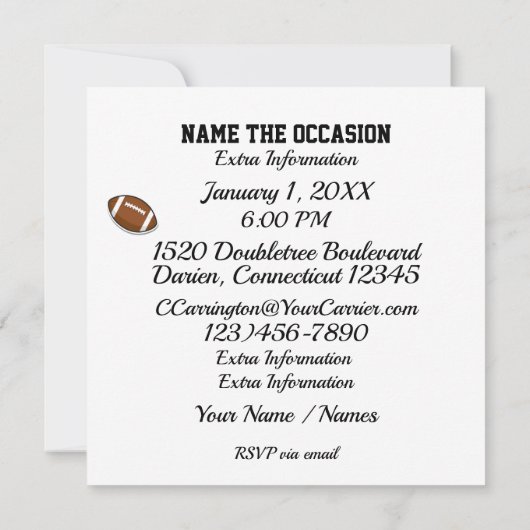 フットボールパーティーの招待状 招待状 (裏面)