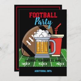 フットボールパーティーブラック 招待状