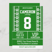 フットボールフィールドジャージーナンバー誕生日 招待状 (正面/裏面)