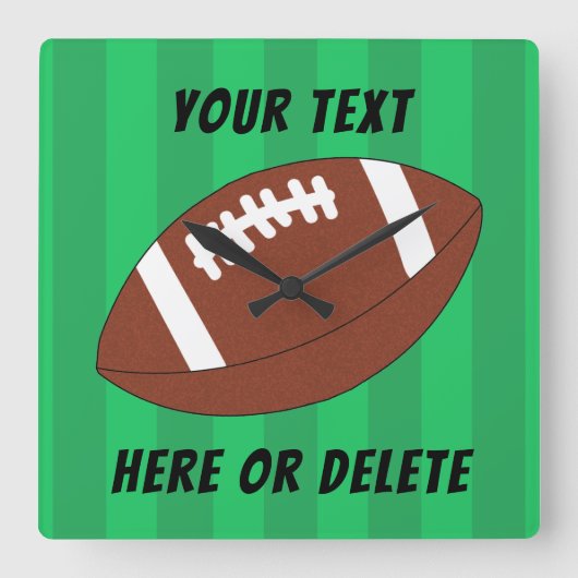 フットボールフィールドスポーツカスタム スクエア壁時計 (正面)