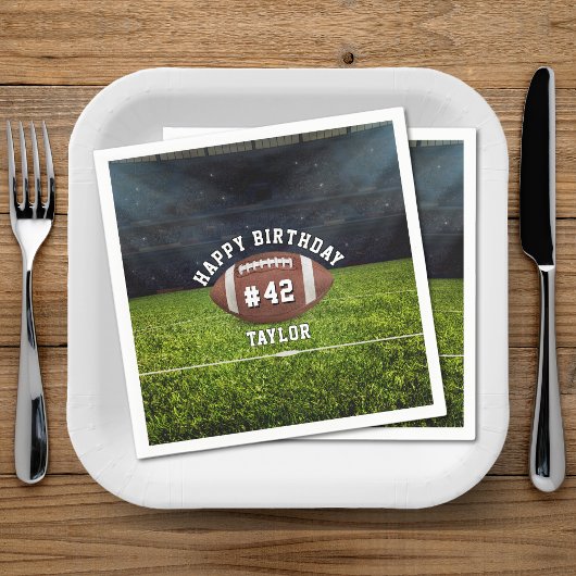 フットボールフィールドチームナンバースポーツハッピーバースデー スタンダードカクテルナプキン
