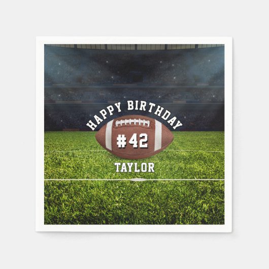 フットボールフィールドチームナンバースポーツハッピーバースデー スタンダードカクテルナプキン (正面)