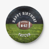 フットボールフィールドチームナンバースポーツハッピーバースデー ペーパープレート (正面)