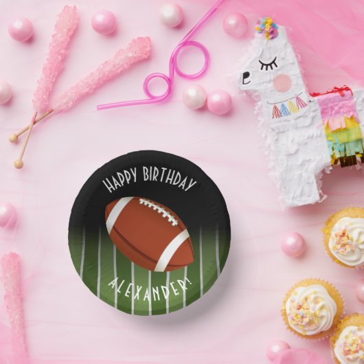 フットボールフィールドハッピーバースデー パーソナライズされた ペーパーボウル (パーティー)
