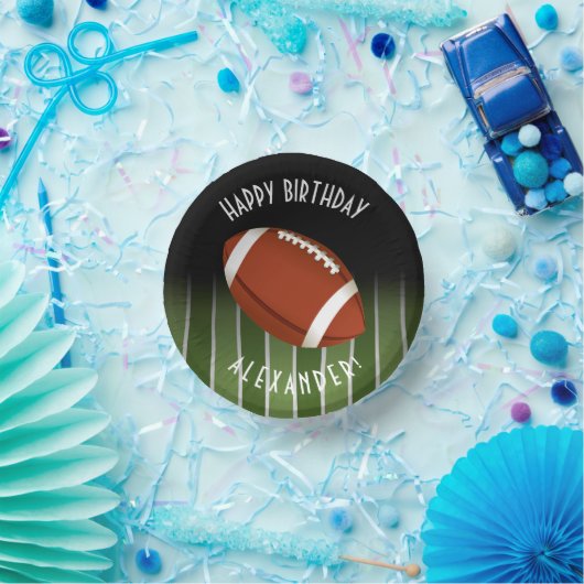 フットボールフィールドハッピーバースデー パーソナライズされた ペーパーボウル (パーティー)