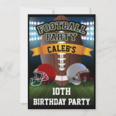 フットボールフィールド＆チームヘルメット誕生日パーティー 招待状 (正面)