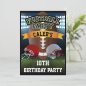 フットボールフィールド＆チームヘルメット誕生日パーティー 招待状 (スタンド正面)